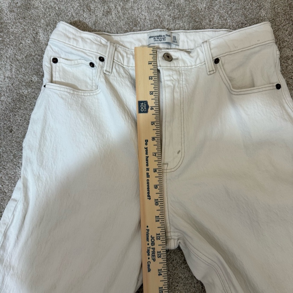 Abercrombie & Fitch Straight Ultra High Rise Off White Jeans‎ Sz 31/12S - Picture 8 of 10